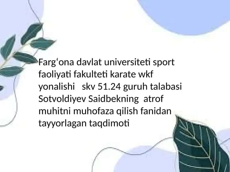 Urbanizatsiya va atrof –muhit 1
