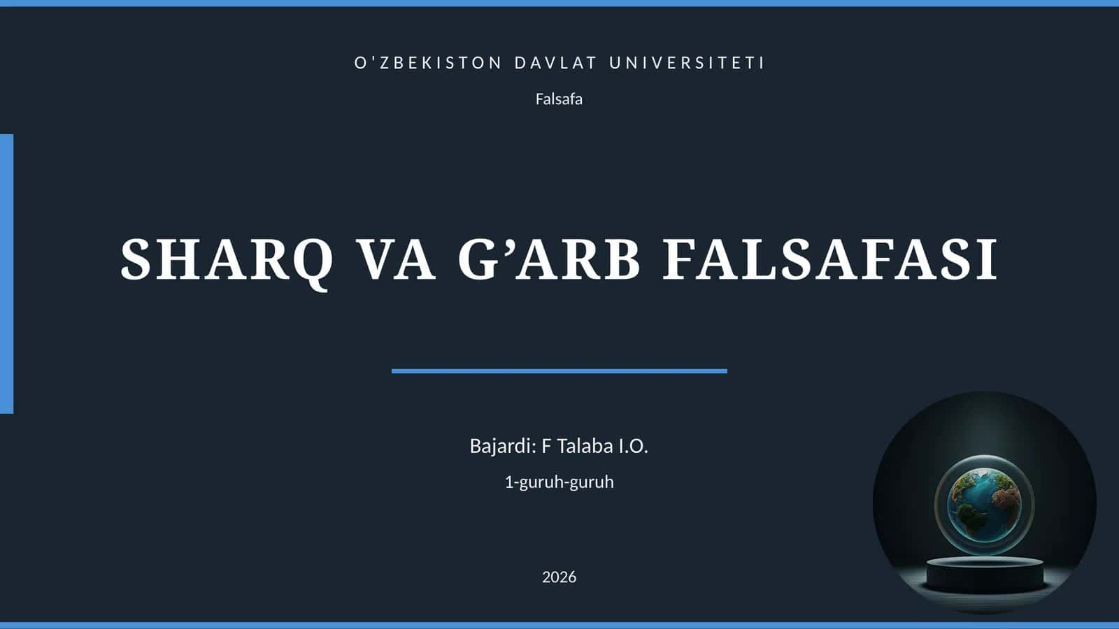SHARQ VA G’ARB FALSAFASI 1