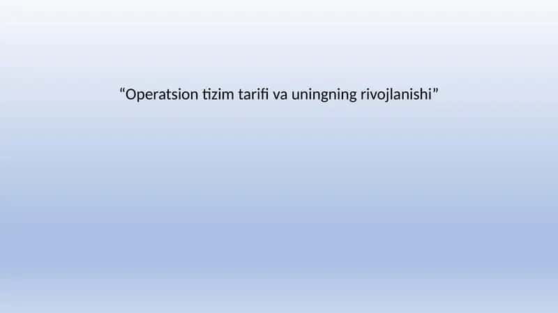 Operatsion tizim tarifi 1