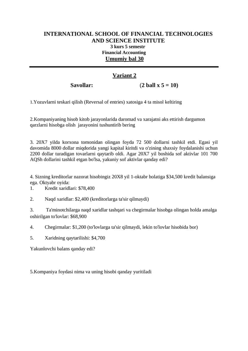 Financial Accounting 1
