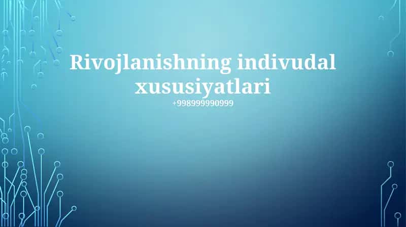 Rivojlanishning indivudal xususiyatlari 1