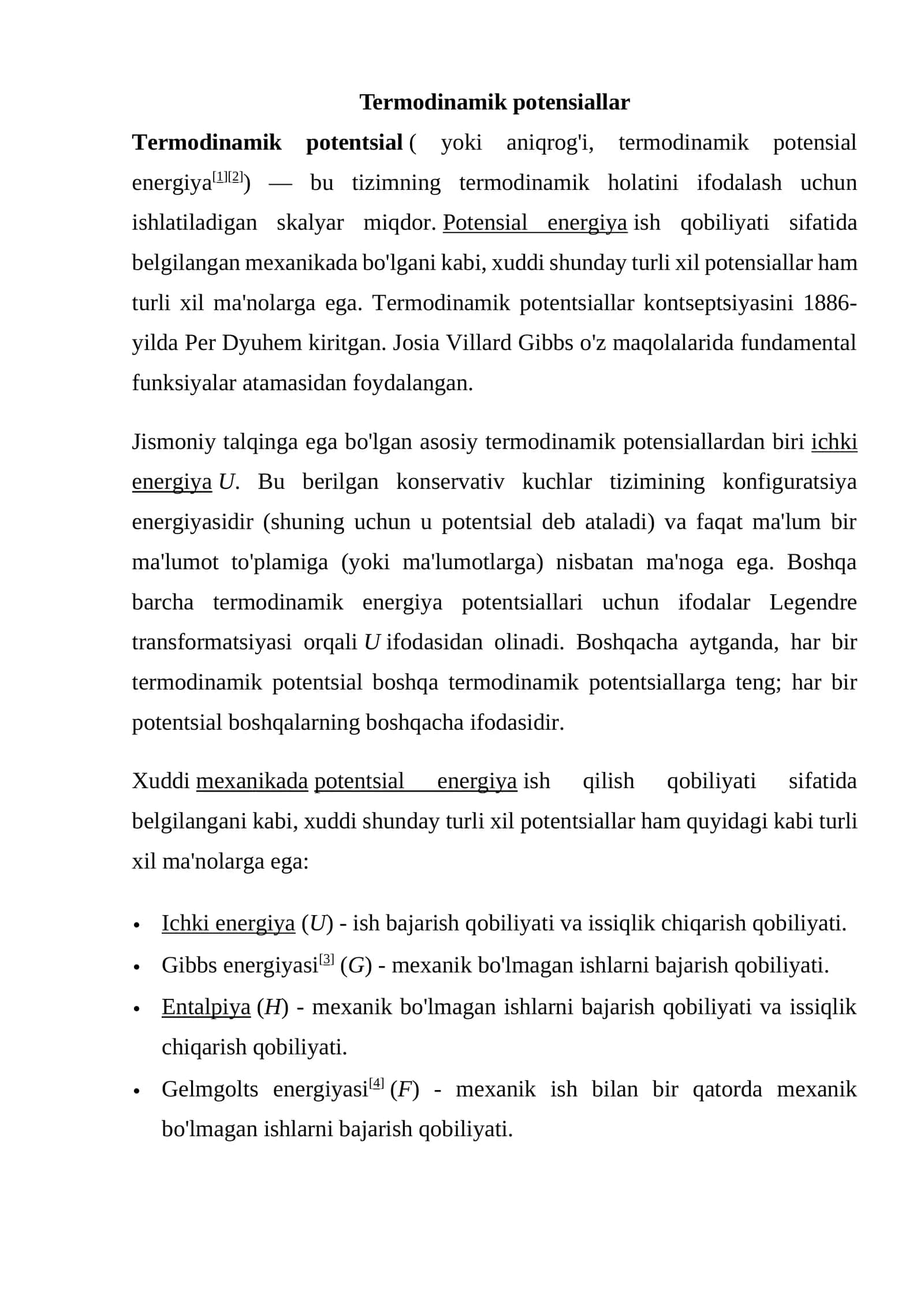 Termodinamik potensiallar 1