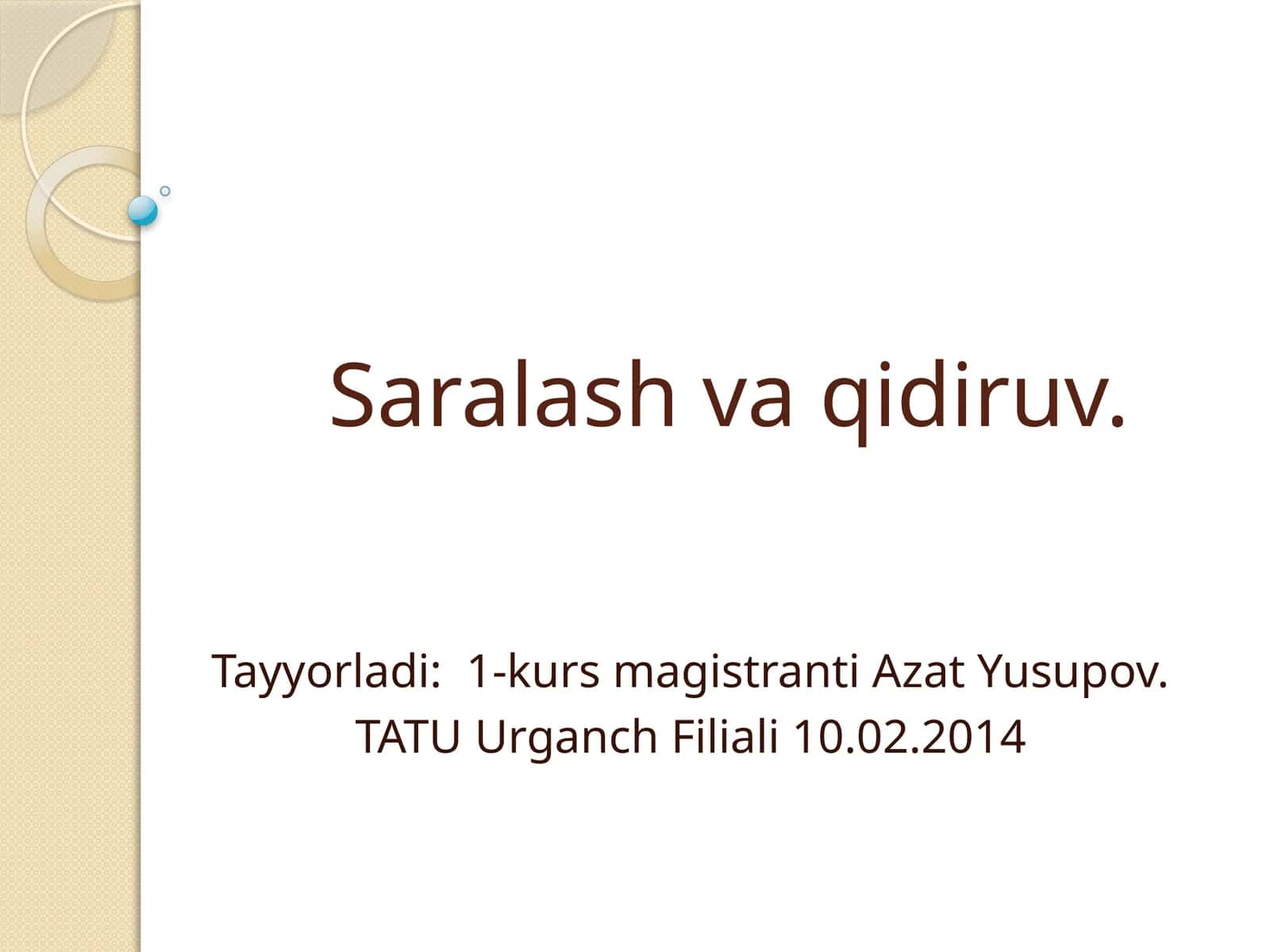 Saralash vaqidiruv 1