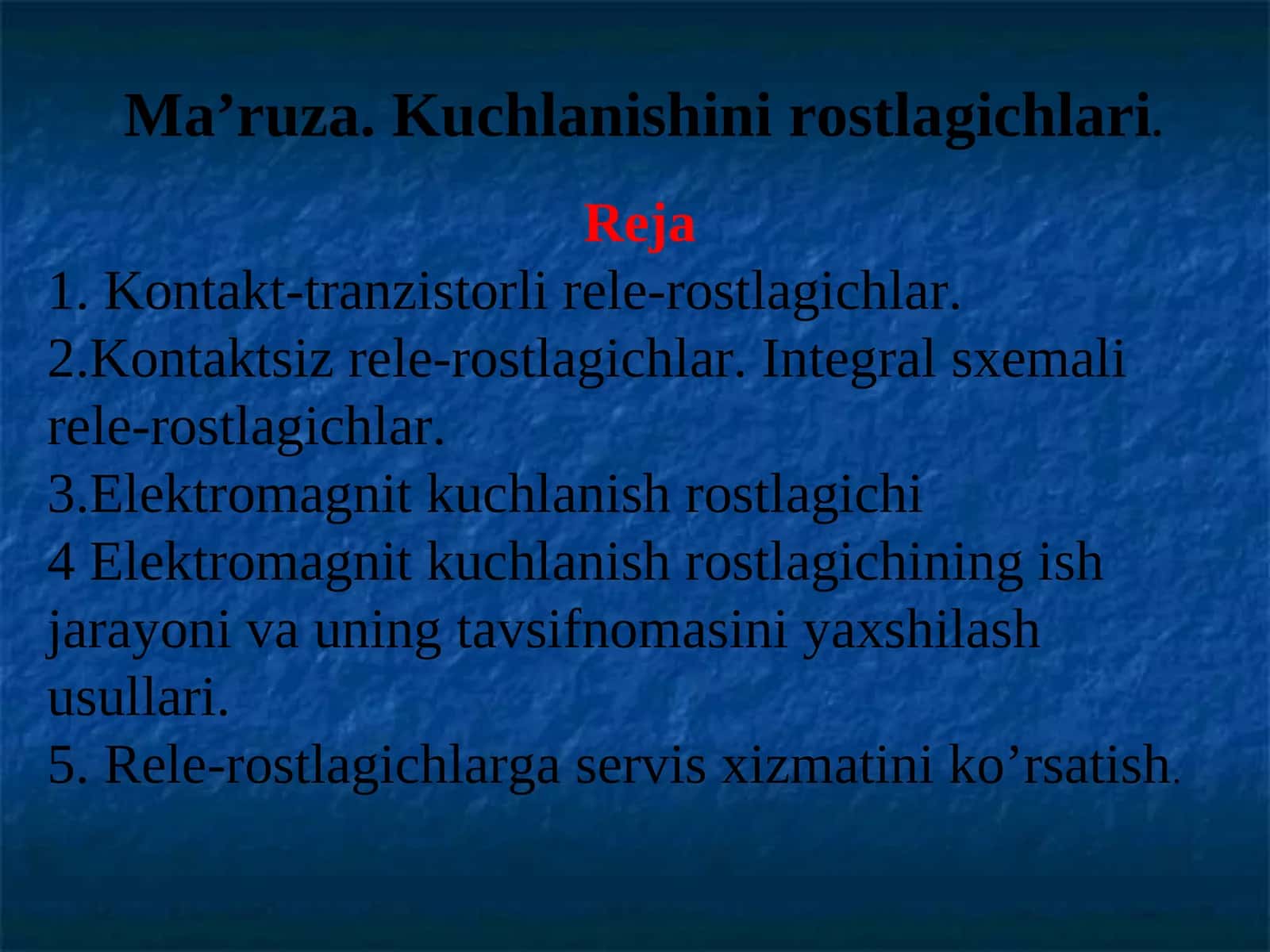 Ma’ruza.Kuchlanishini rоstlagichlari 1