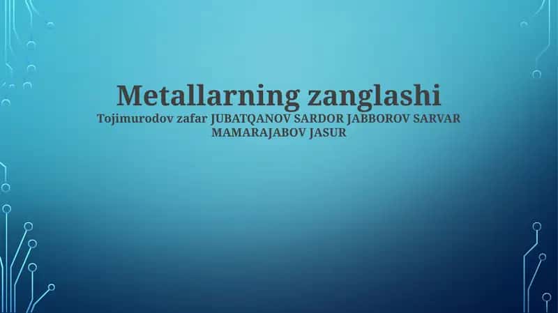 Metallarning zanglashi 1