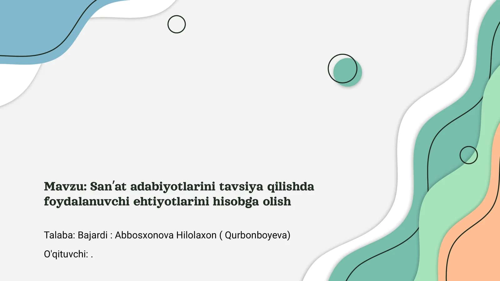 Sanʼat adabiyotlarini tavsiya qilishda foydalanuvchi ehtiyotlarini hisobga olish 1