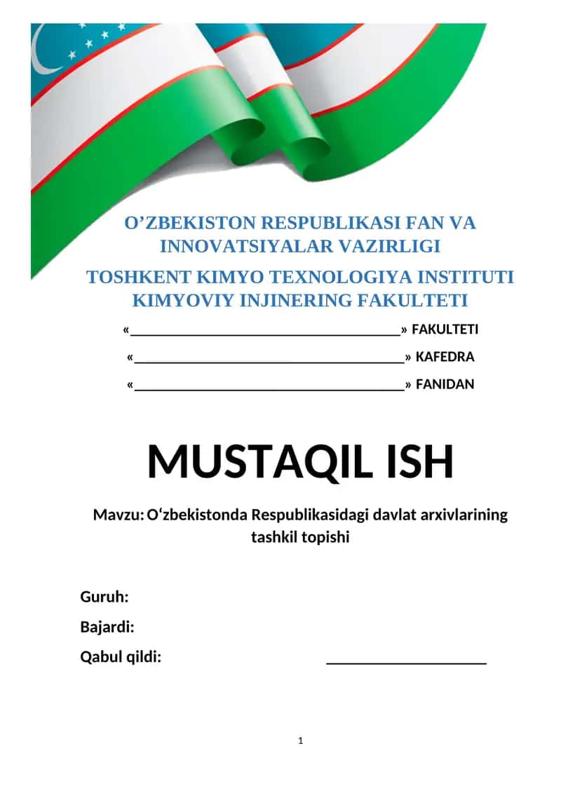 O‘zbekistonda Respublikasidagi davlat arxivlarining tashkil topishi 1