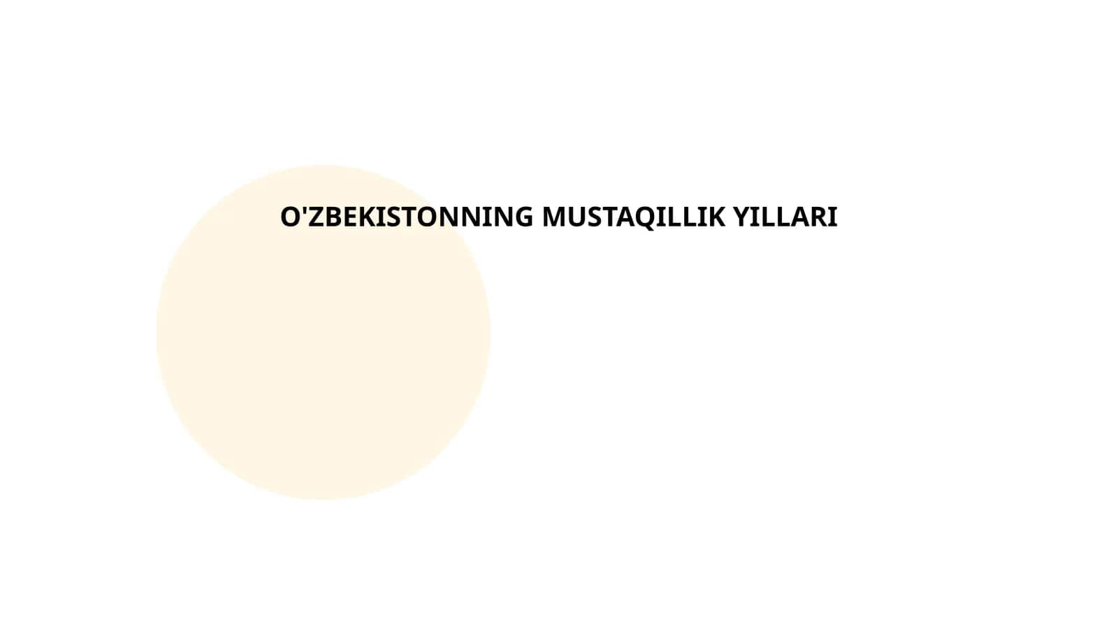 O'ZBEKISTONNING MUSTAQILLIK YILLARI 1