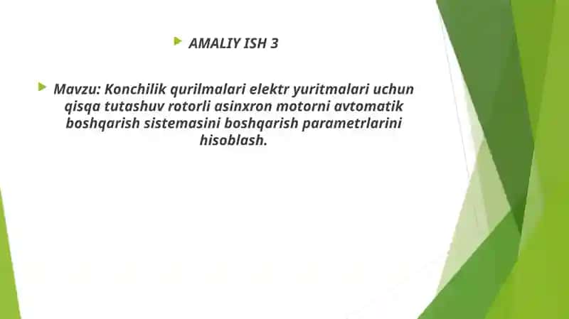 Konchilikqurilmalari elektr yuritmalari uchun qisqa tutashuv rotorli asinxron motor