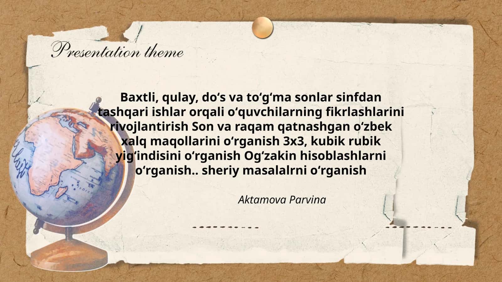 Baxtli, qulay, doʻs va toʻgʻma sonlar sinfdan tashqari ishlar orqali oʻquvchilarning fikrlashlarini rivojlantirish 1