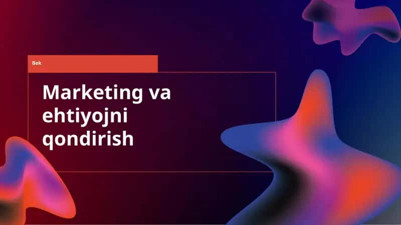 Marketing va ehtiyojni qondirish 1