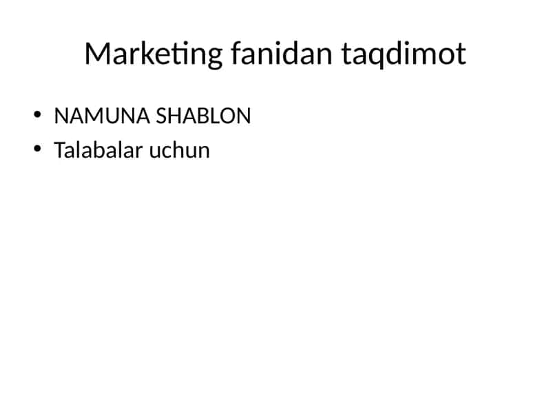 Marketing fanidan taqdimot SHABLONI (15 slayd) 1