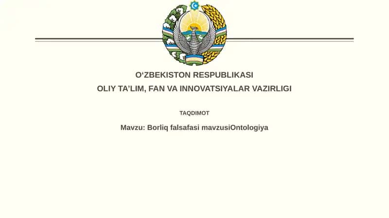 Borliq falsafasining Ontologiyasi 1