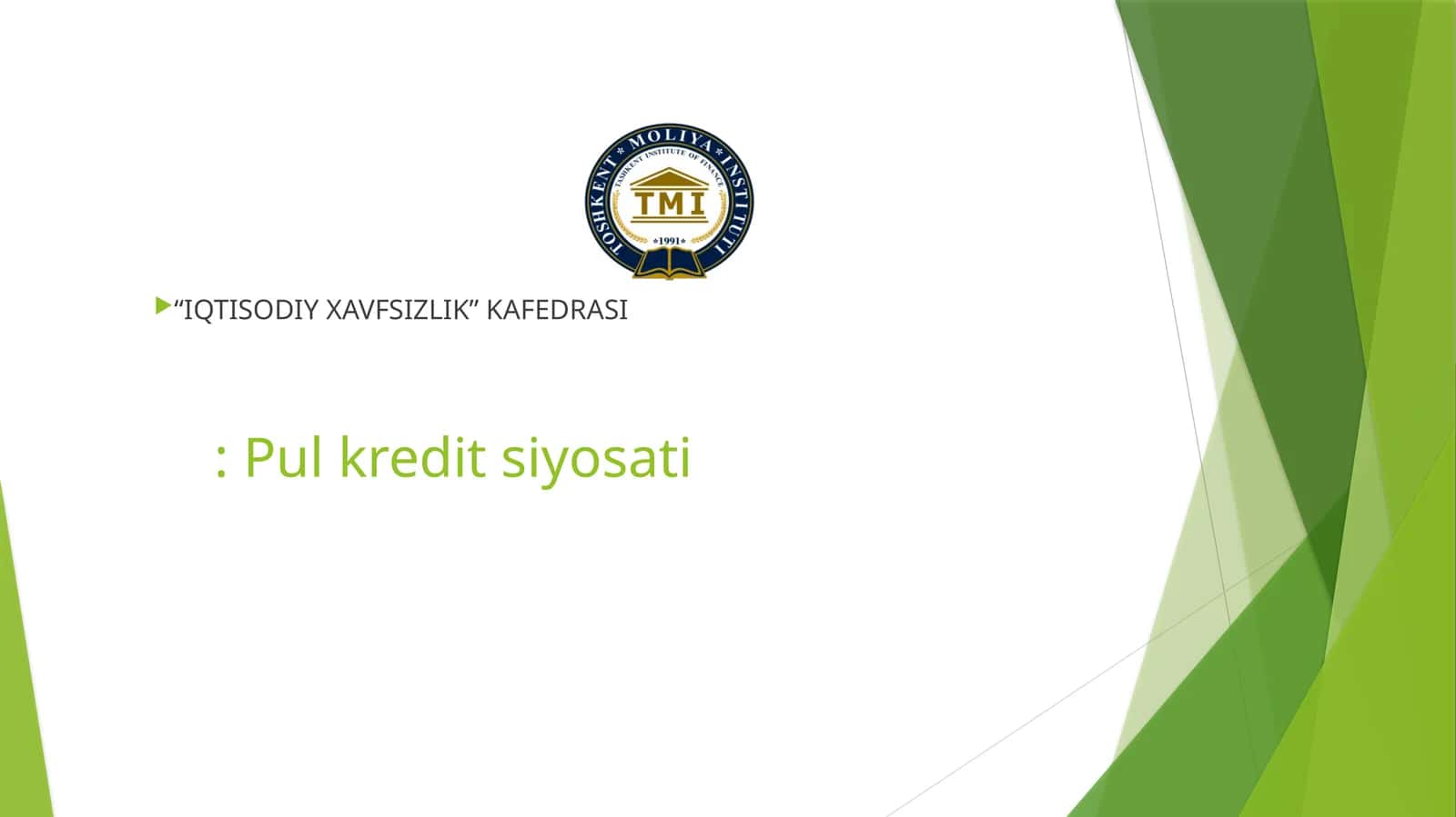 Pul kredit siyosati 1