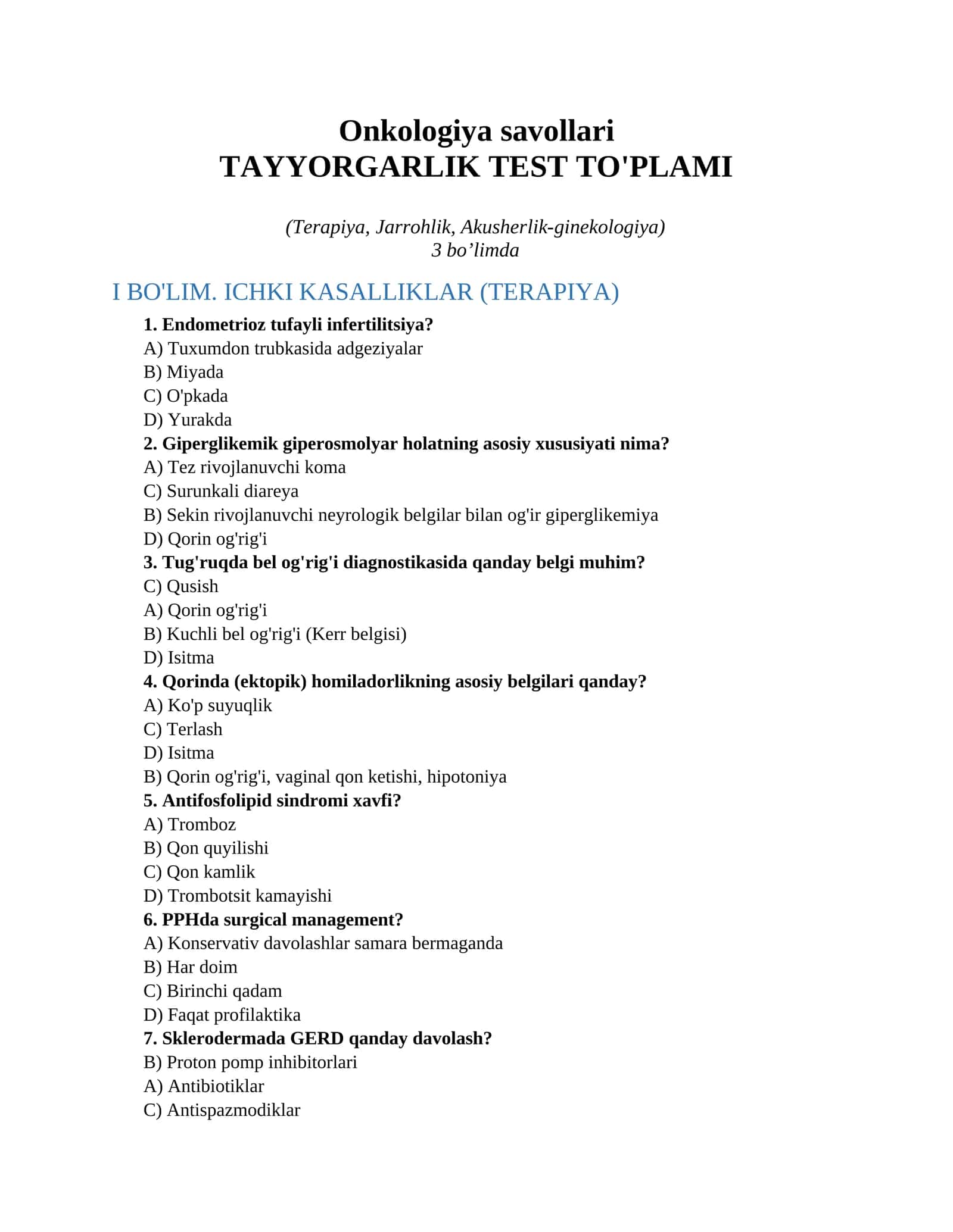 Onkologiya savollari 1