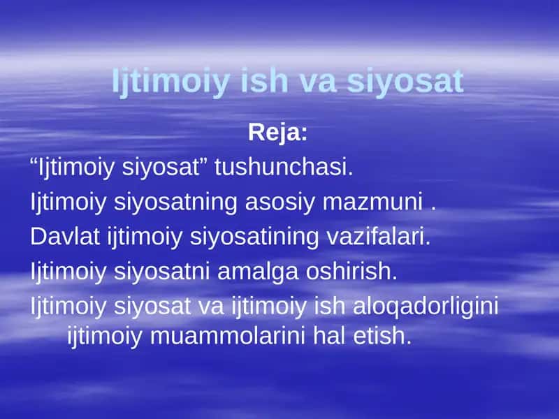 Ijtimoiy ish va siyosat 1