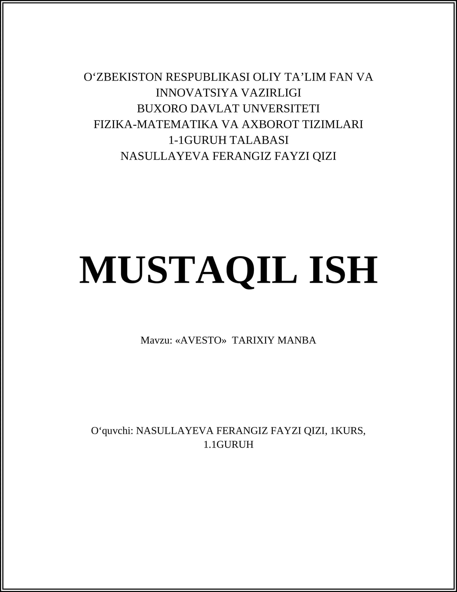AVESTO TARIXIY MANBA 1