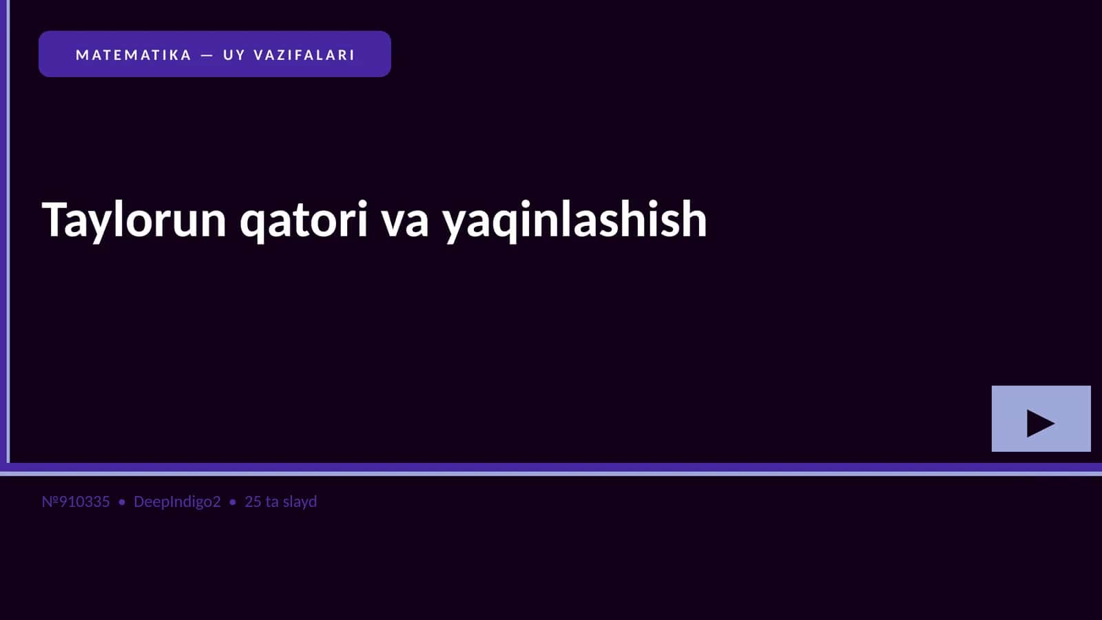 MATMATIKA — UY VAZIFALARI 1