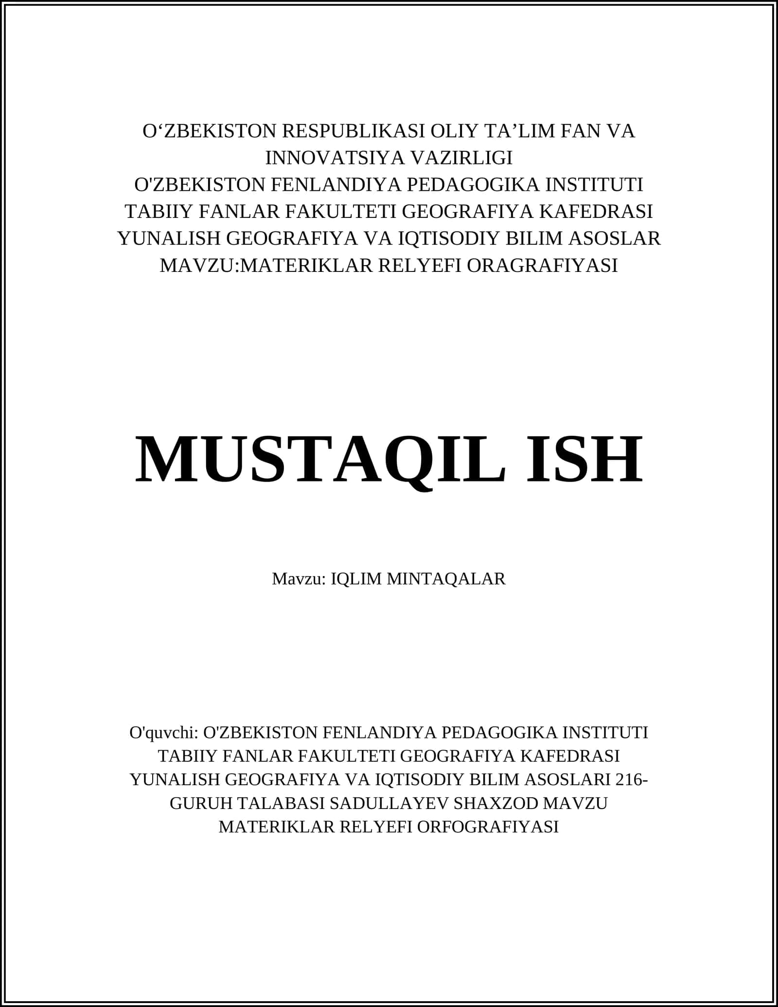 MATERIKLAR RELYEFI ORAGRAFIYASI 1