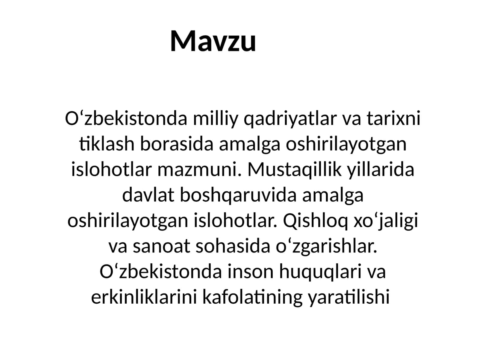 Oʻzbekistondagi Milliy qadriyatlar 1