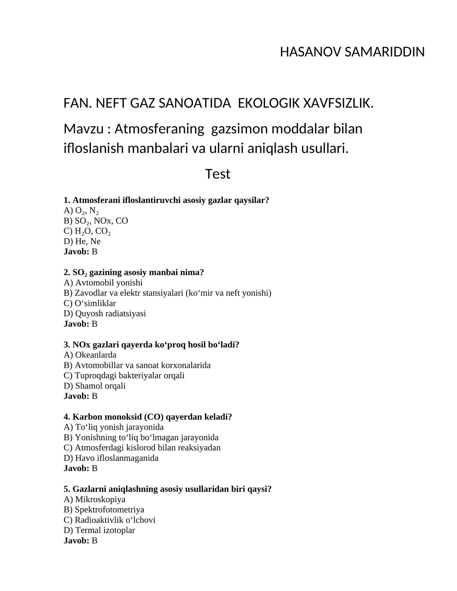 NEFT GAZ SANOATIDA EKOLOGIK XAVFSIZLIK 1