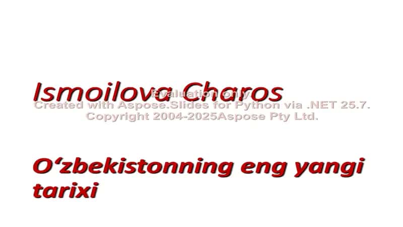 Oʻzbekistonning eng yangi tarixi 1
