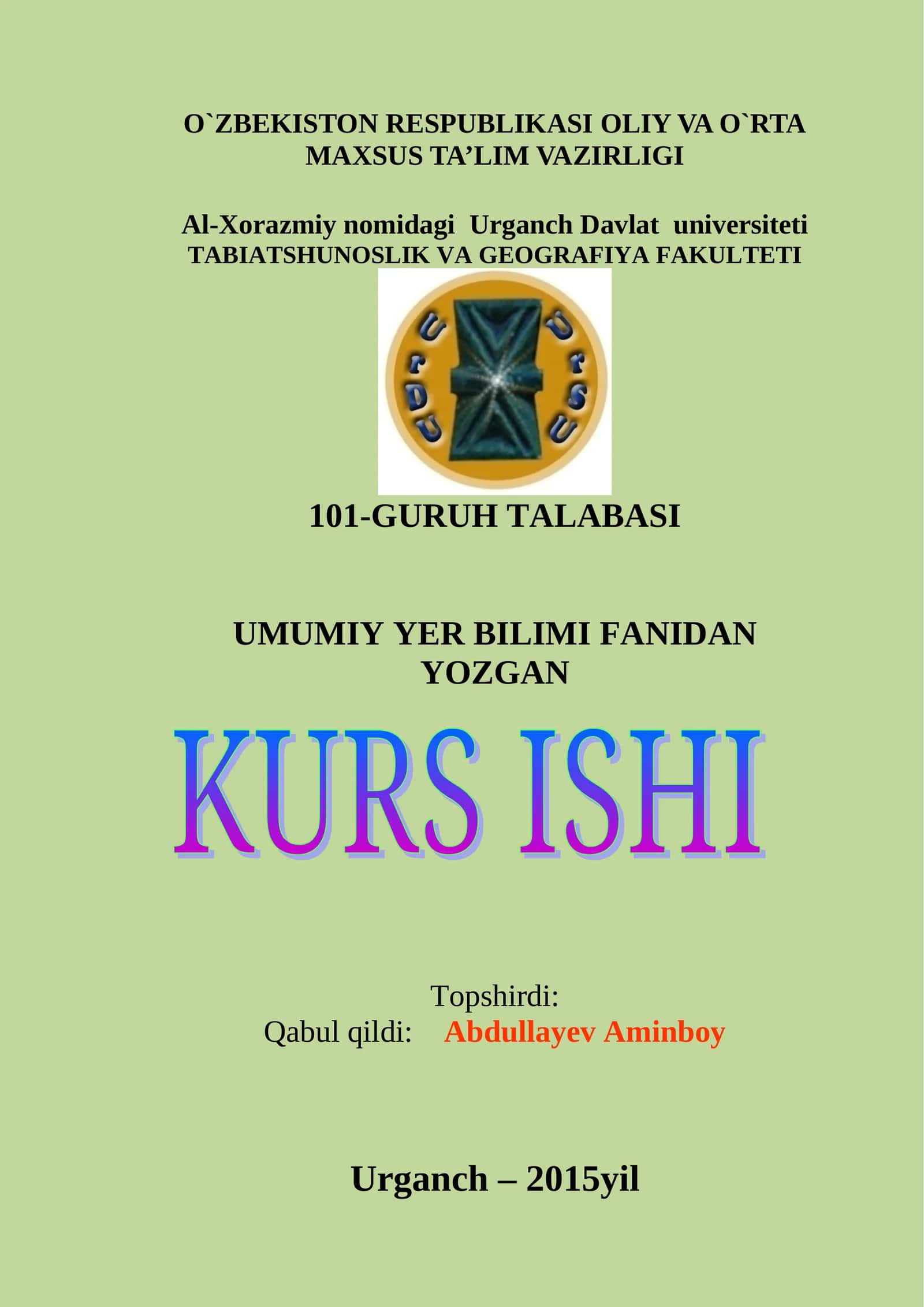 YERDA HAYOTNING PAYDO BO`LISHI VA TARQALISHI 1