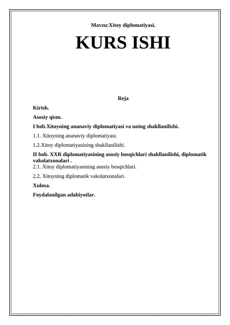 Xitoy diplomatiyasi 1