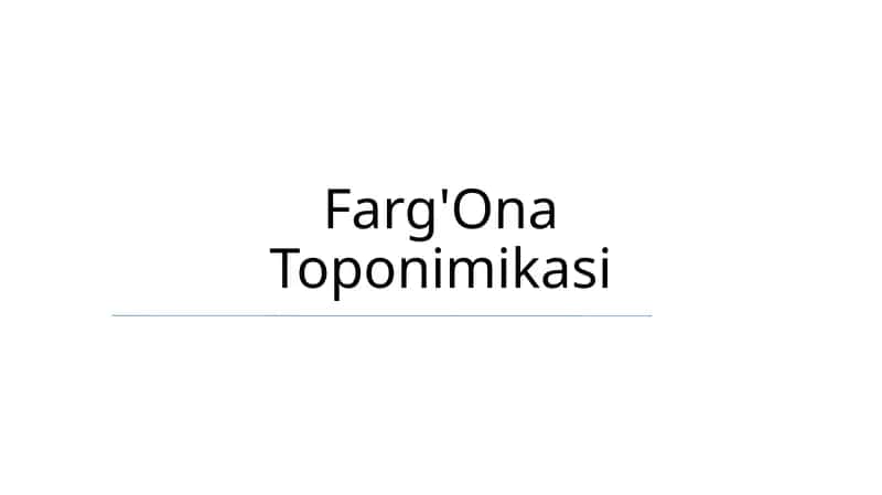 Farg'Ona Toponimikasi 1