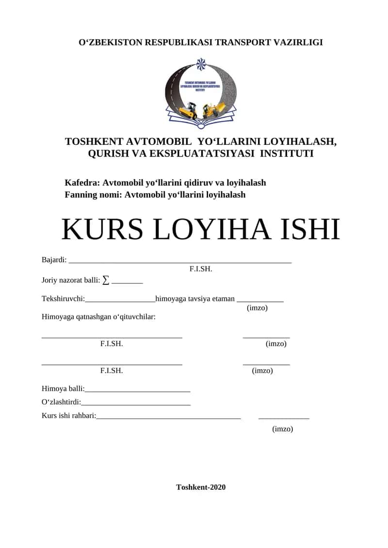 Avtomobil yo‘llarini loyihalash 1