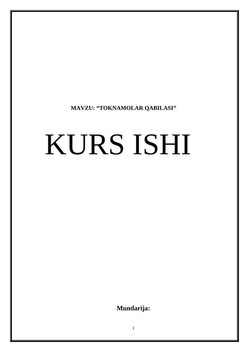 TOKNAMOLAR QABILASI 1