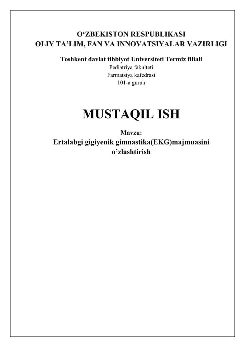 Ertalabki gigienik gimnastika (EGG) asoslari 1