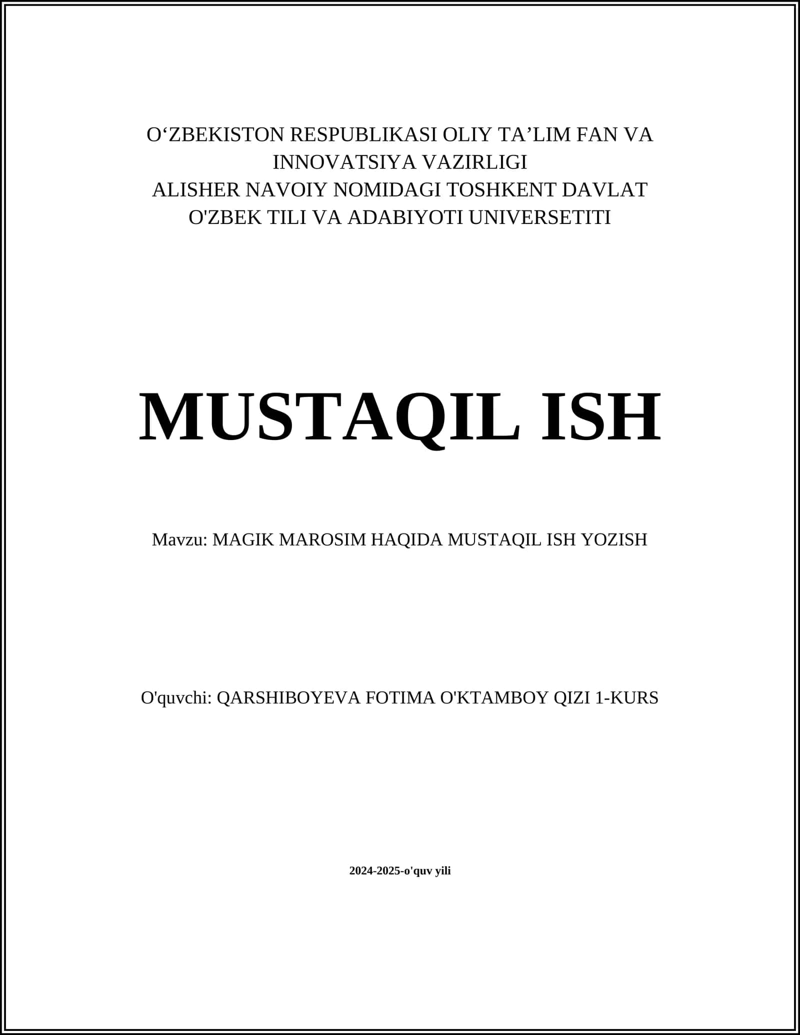MAGIK MAROSIM HAQIDA MUSTAQIL ISH YOZISH 1