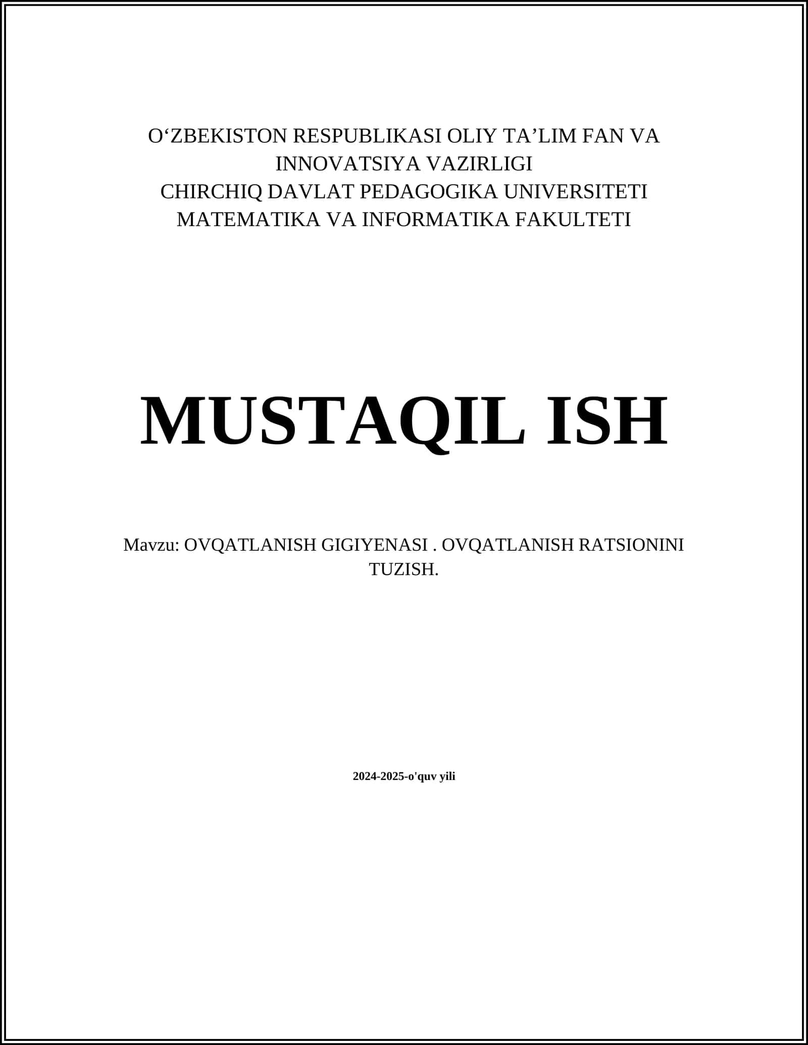 OVQATLANISH GIGIYENASI 1
