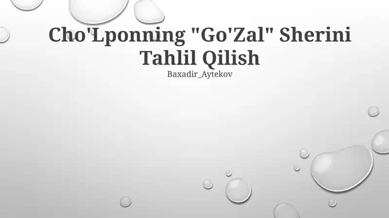 Cho'Lponning "Go'Zal" Sherini Tahlil Qilish 1