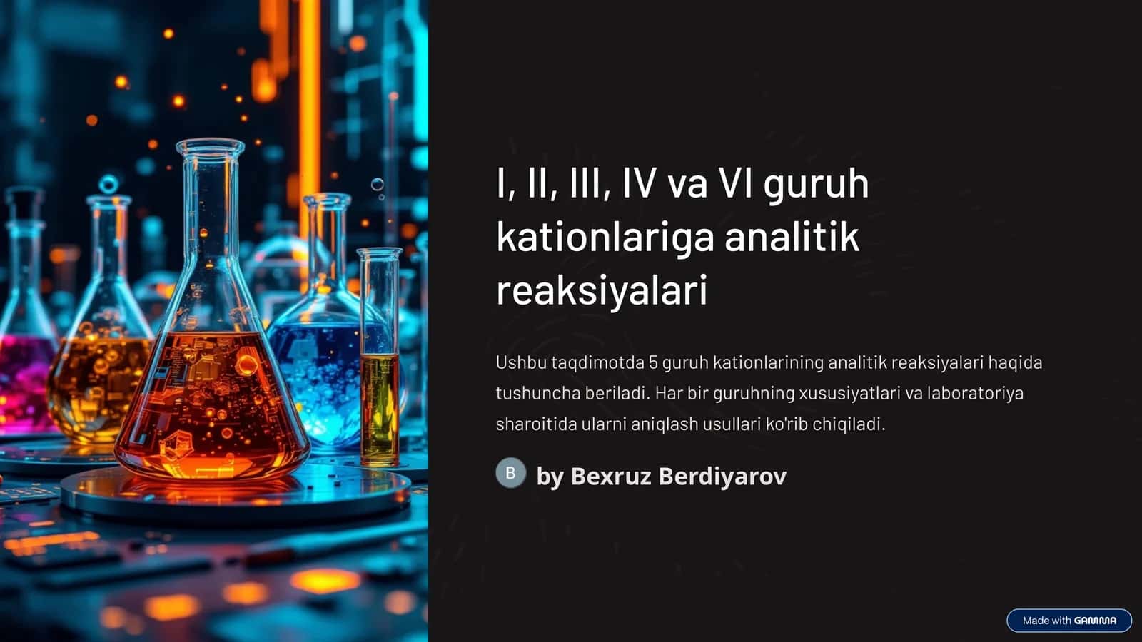 I, II, III, IV va VI guruh kationlariga analitik reaksiyalari 1