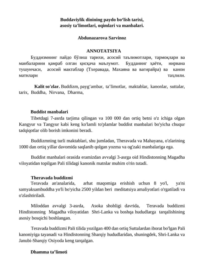 Buddaviylik dinining paydo bo‘lish tarixi 1