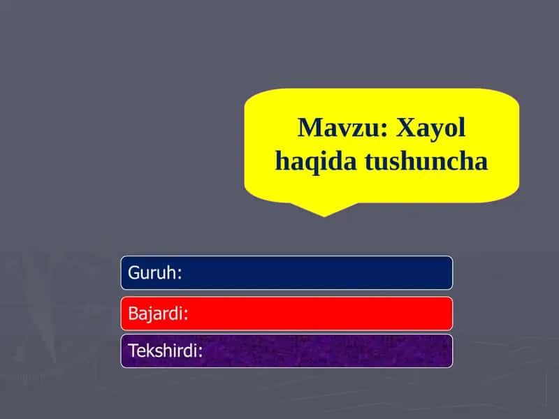 Xayol haqida tushuncha 1