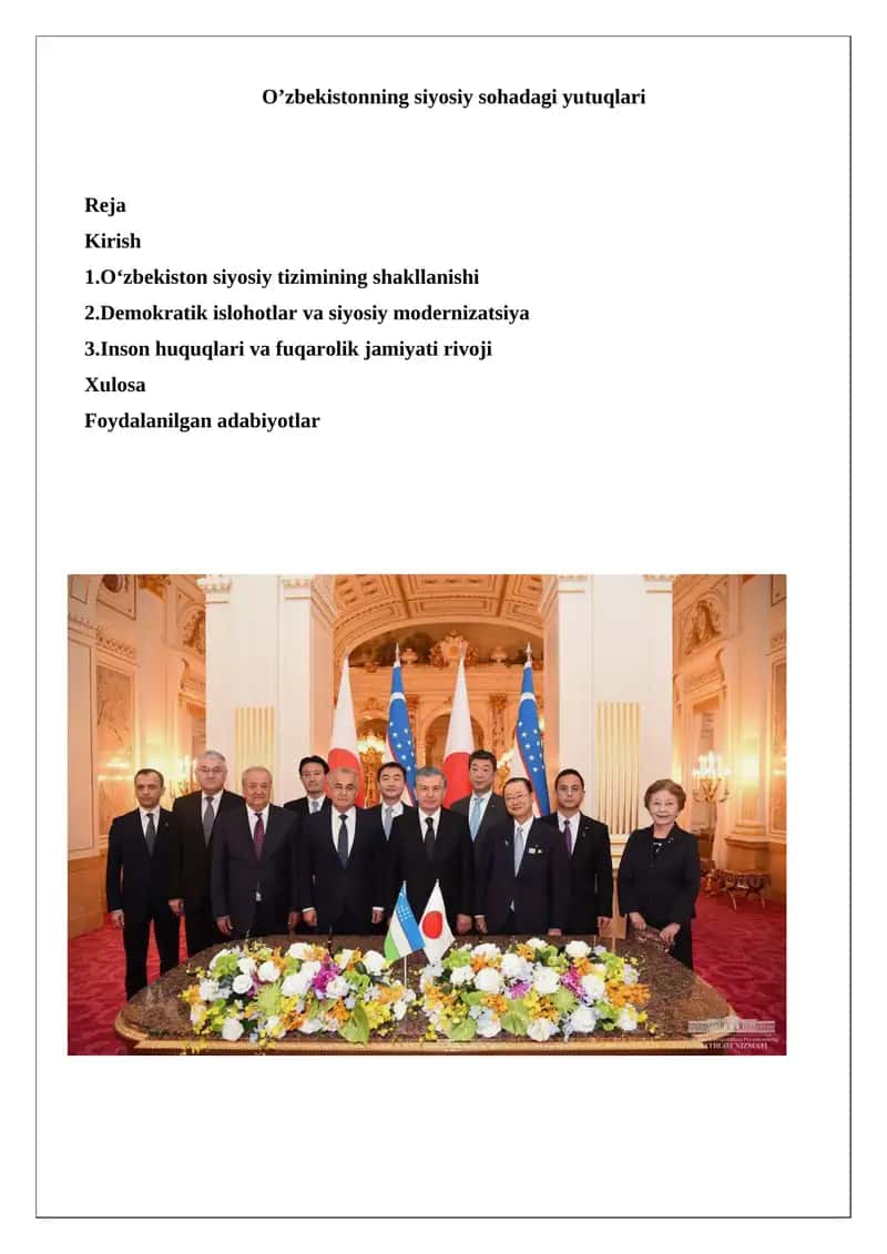 O‘zbekistonning siyosiy sohadagi yutuqlari 1