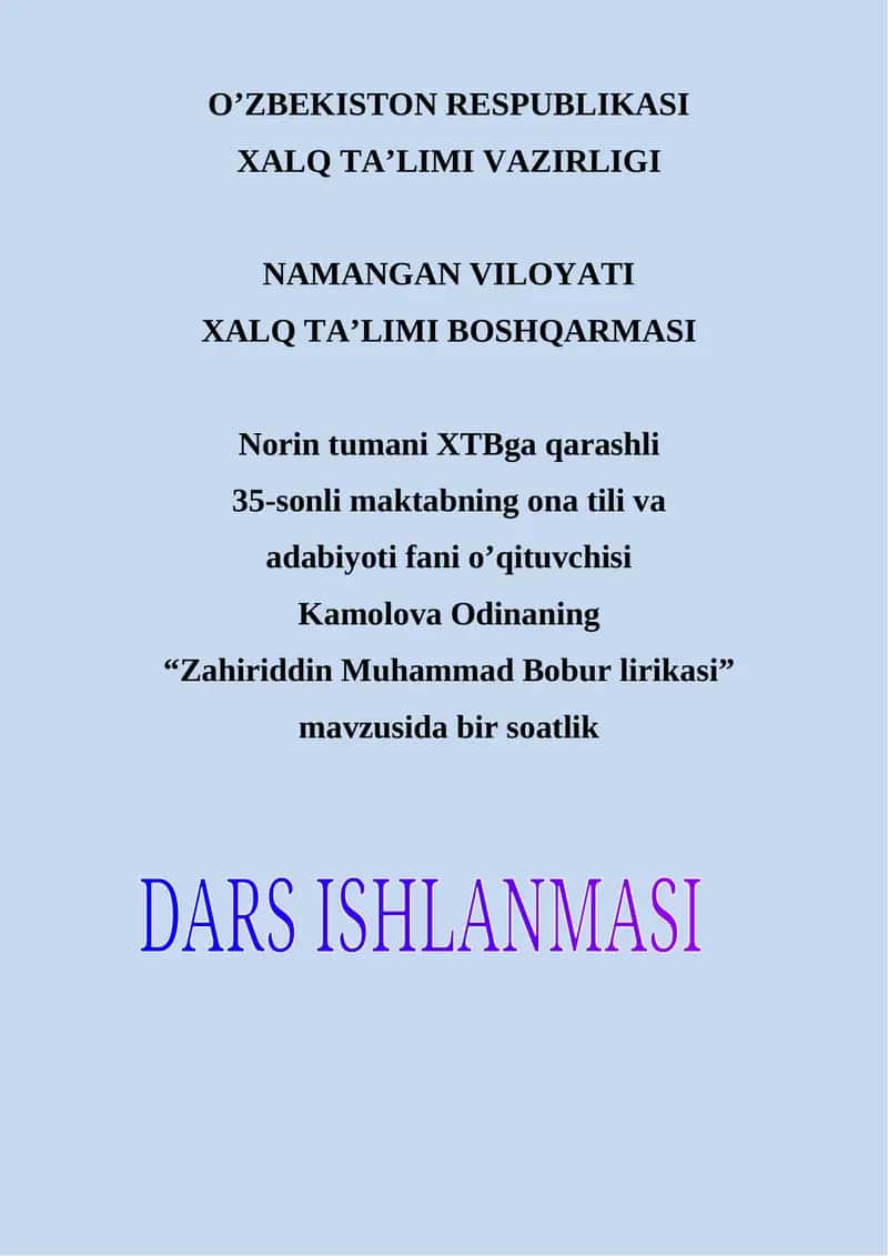 ZAHIRIDDIN MUHAMMAD BOBUR LIRIKASI 1
