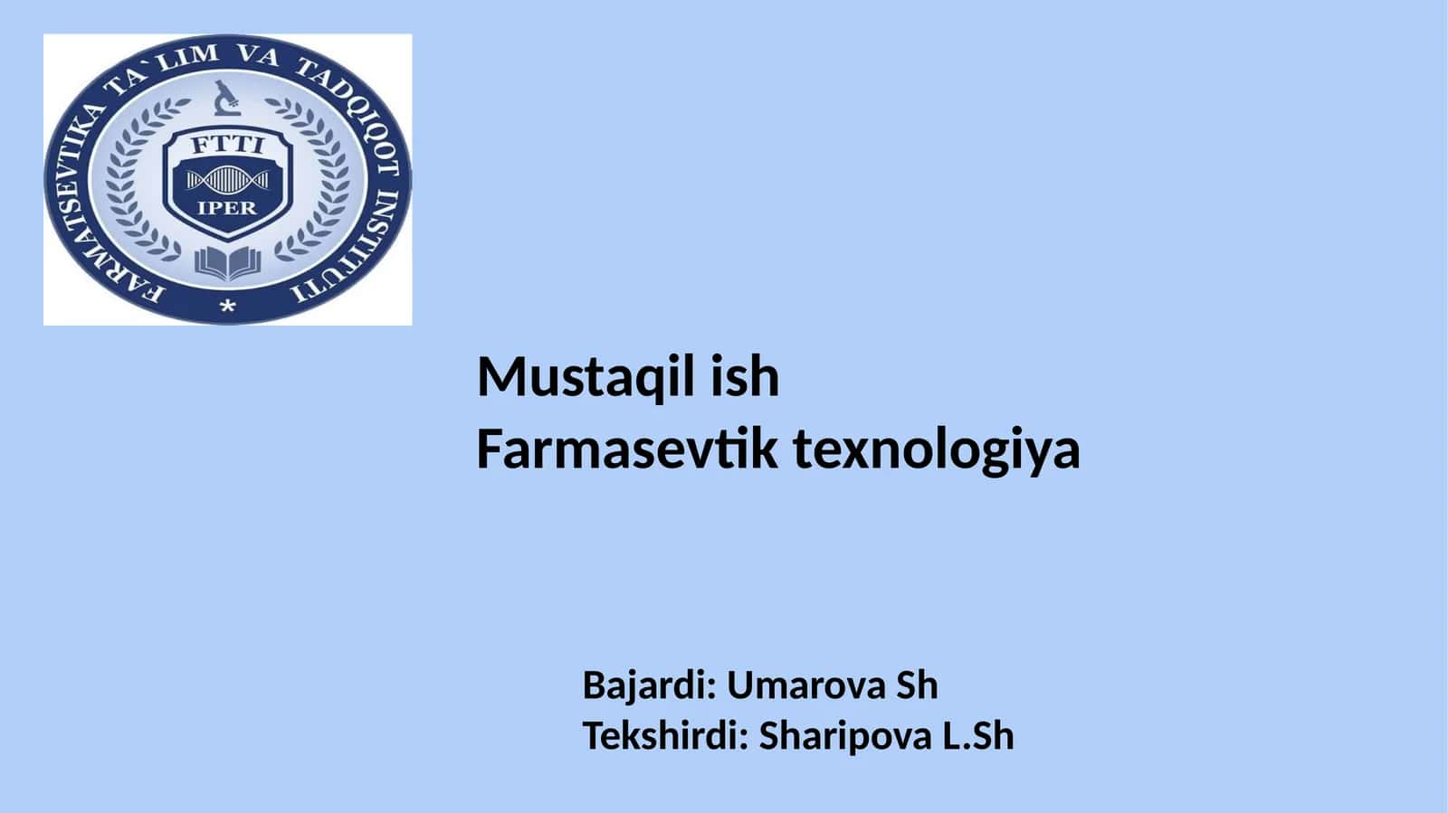 Farmasevtik texnologiya 1