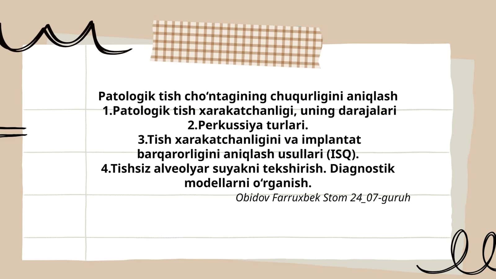 Patologik tish cho‘ntagining chuqurligini aniqlash 1