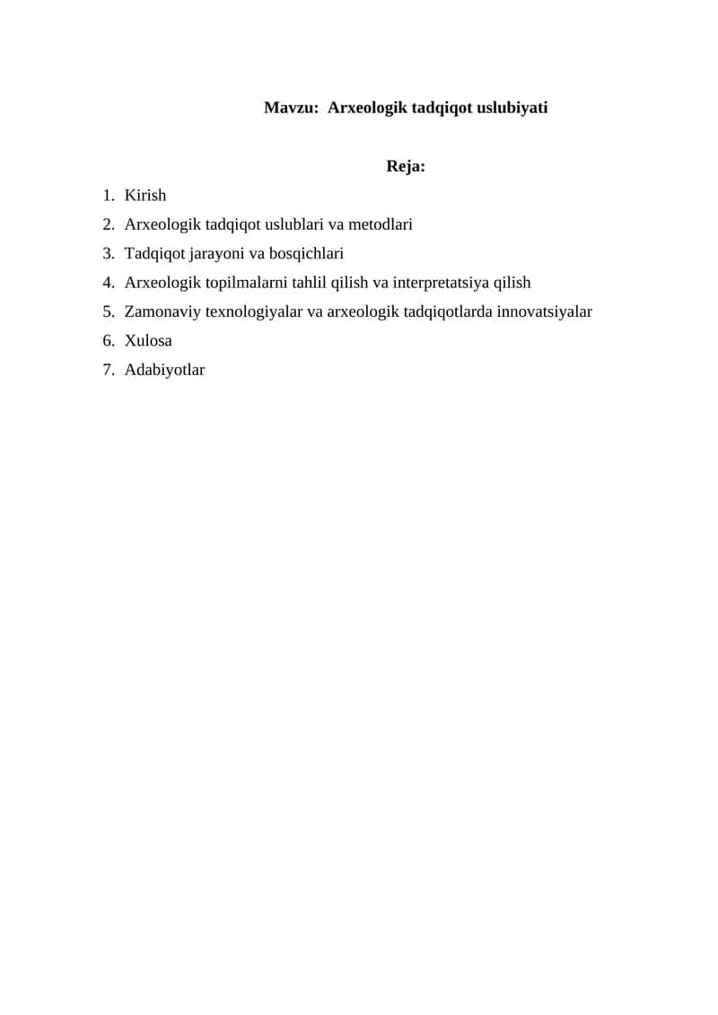 Arxeologik tadqiqot uslubiyati 1