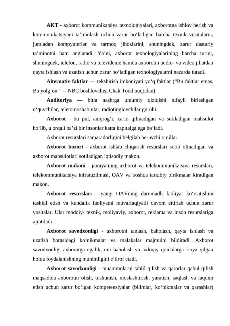 Аxborot kommunikаtsiyа texnologiyаlаri 1