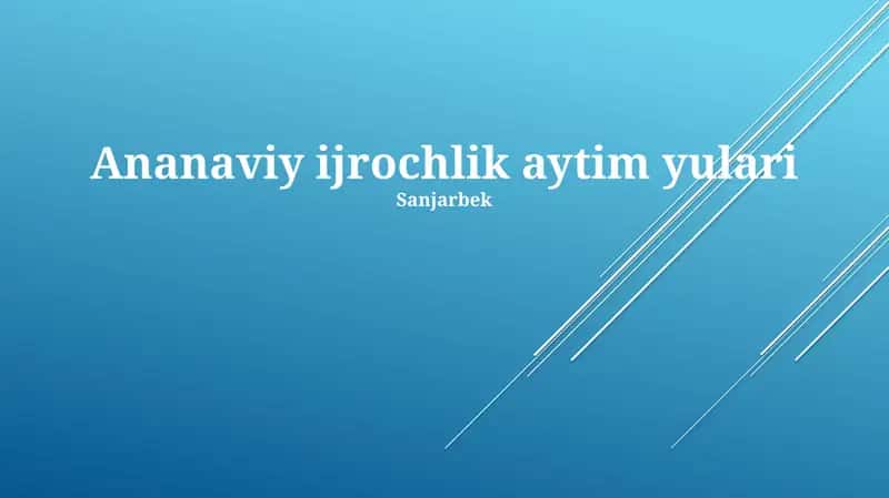 Teatr va drama an'analari 1