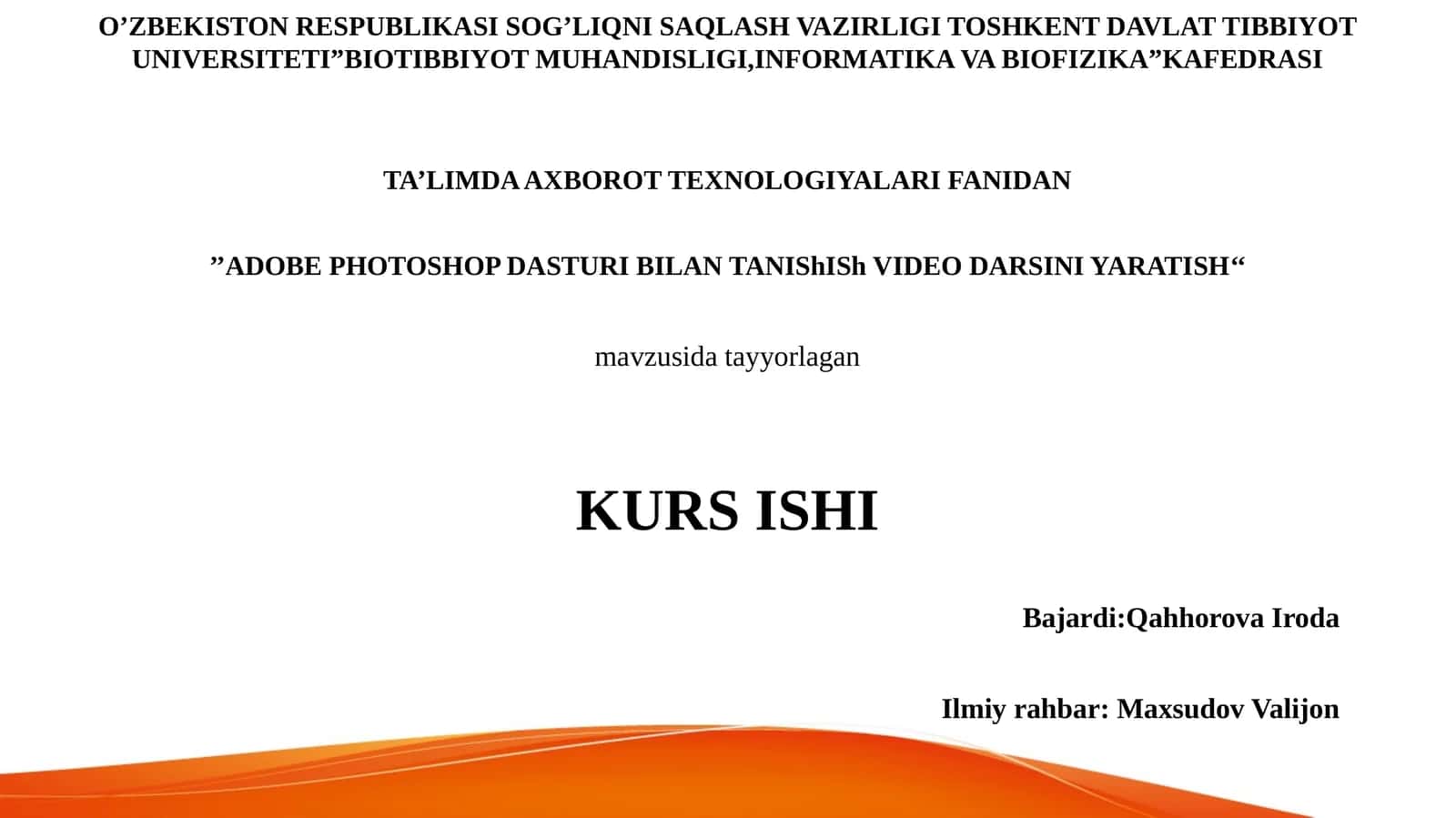 ADOBE PHOTOSHOP DASTURI BILAN TANISHISH VIDEODARSINI YARATISH 1