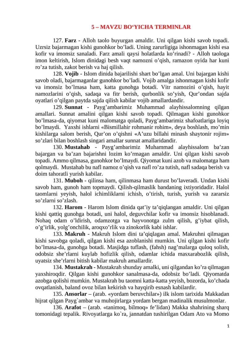 Mavzu bo'yicha terminlar 1