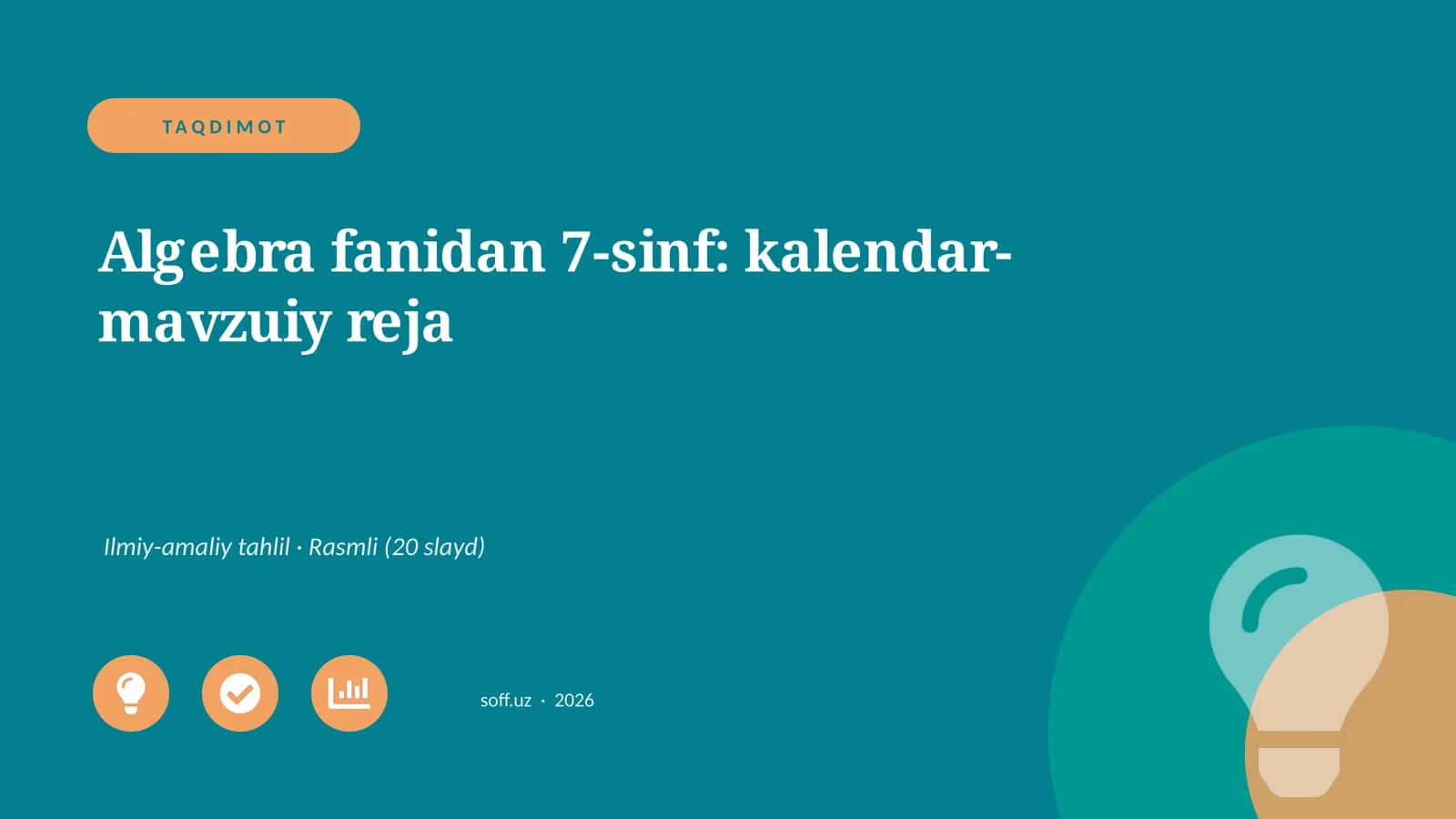 Algebra fanidan 7-sinf: kalendar-mavzuiy reja 1