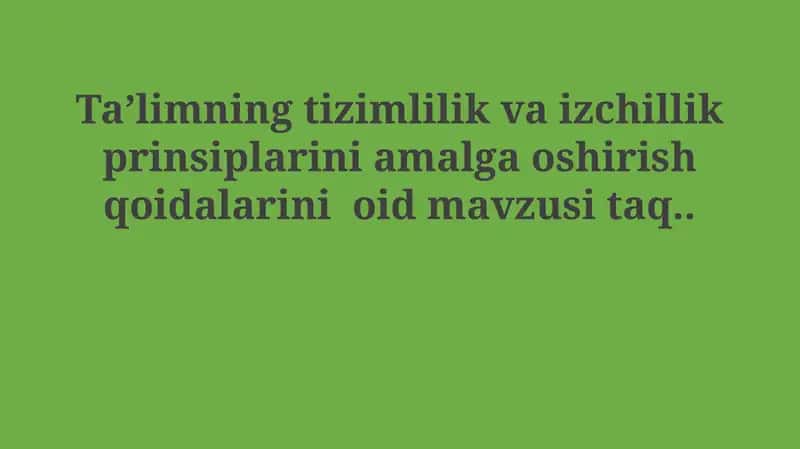 Sistemalilik va Izchillik 1