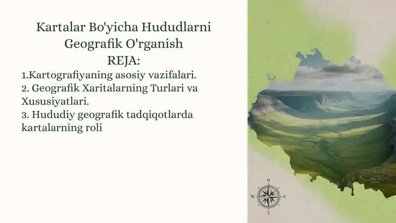 Kartalar Bo'yicha Hududlarni Geografik O'rganish 1